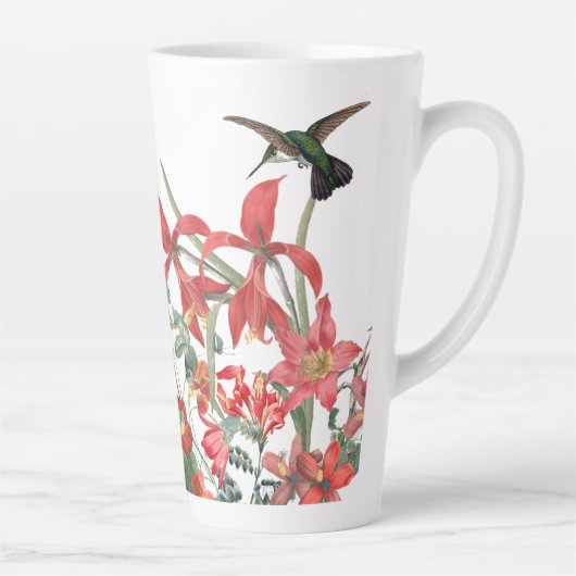 Hummingbird Birds Red Garden Blume Latte Tasse (Rechts)