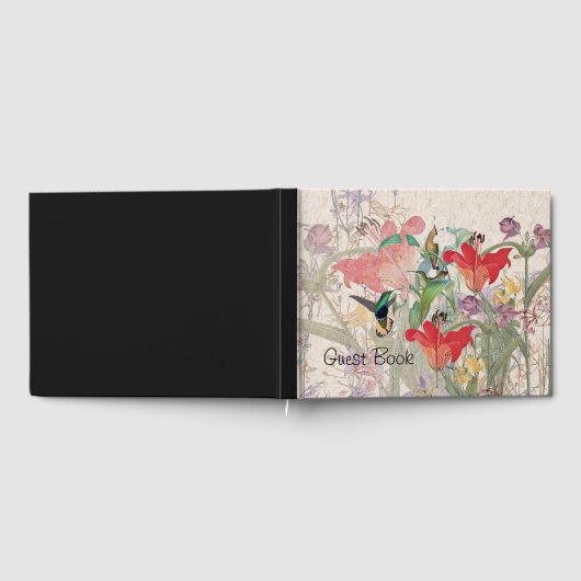 Hummingbird Birds Red Lily Blume Gästebuch (Voll)