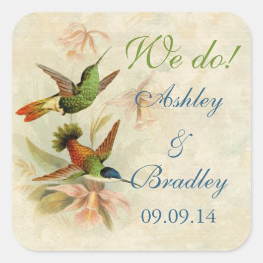 Hummingbird Birds Wedding Sticker Umschlag Aufkleb (Vorderseite)