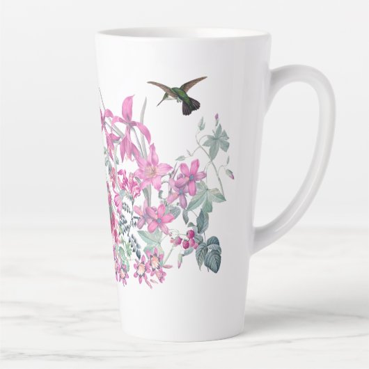 Hummingbird Birnen Rosa Garden Blume Latte Tasse (Rechts)