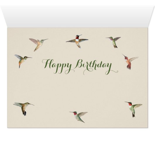 Hummingbird Birthday Card (Innenansicht Horizontal (Unten))