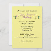 Hummingbird Birthday Party Einladung (Gelb) (Rückseite)