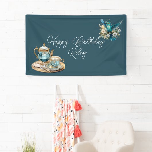 Hummingbird Birthday Tee Party Banner (Insitu)