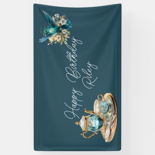 Hummingbird Birthday Tee Party Banner (Vertikal)