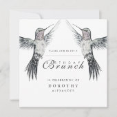 Hummingbird Black and White ANA Geburtstag Brunch Einladung (Vorderseite)