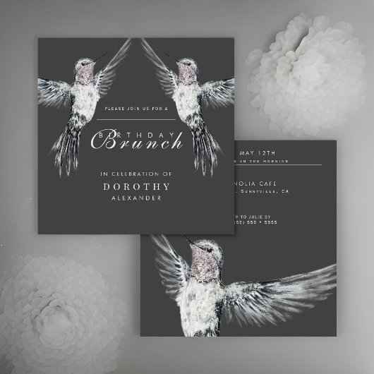 Hummingbird Black and White ANA Geburtstag Brunch Einladung