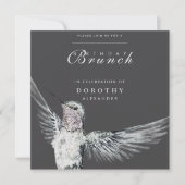 Hummingbird Black and White ANA Geburtstag Brunch Einladung (Vorderseite)