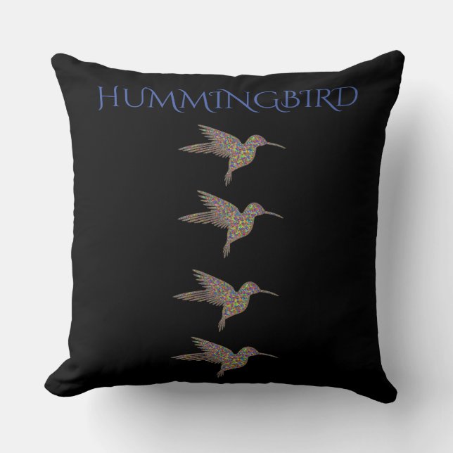 Hummingbird Black throw Kissen. Kissen (Vorderseite)