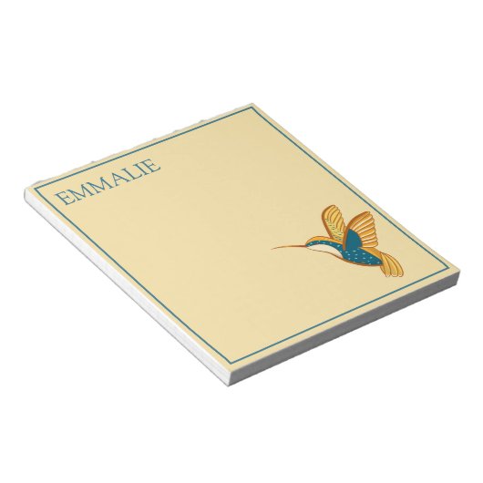 Hummingbird Blue Aquamarin Gelb Orange Notepad Notizblock (angewinkelt)