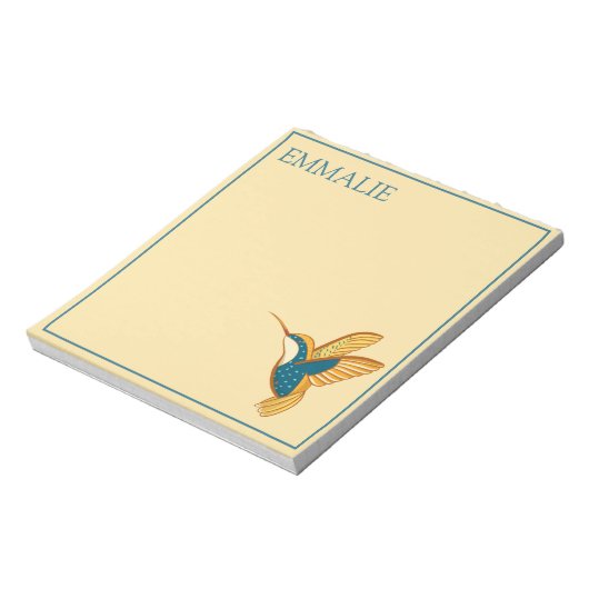 Hummingbird Blue Aquamarin Gelb Orange Notepad Notizblock (Rotiert)