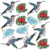 Hummingbird Blue Bird Ladybug Illustrationen Aufkleber (Vorderseite)