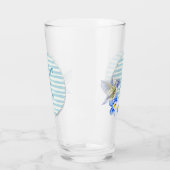 Hummingbird Blue Floral Monogram Drinken Glas (Links)