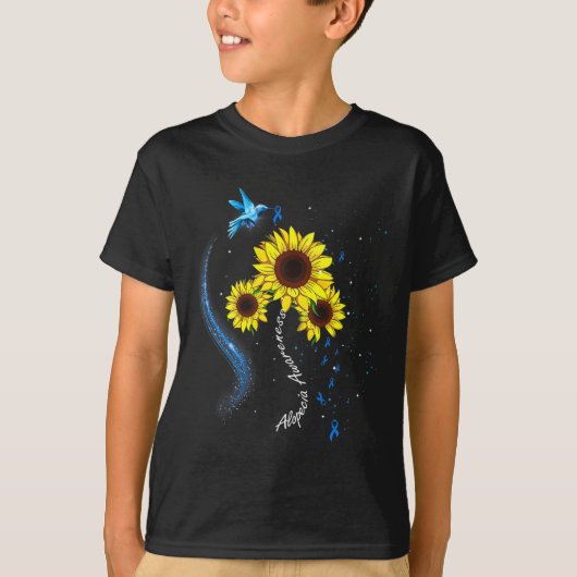 Hummingbird Blue Sunflower Alopezie Bewusstsein T-Shirt (Vorderseite)