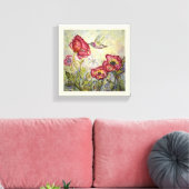 Hummingbird Blume Aquarell Print Leinwand 10x10 (Insitu (Wohnzimmer))