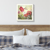 Hummingbird Blume Aquarell Print Leinwand 10x10 (Insitu (Schlafzimmer))