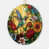 Hummingbird Blume aus festem Glas Keramik Ornament (Links)
