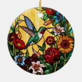 Hummingbird Blume aus festem Glas Keramik Ornament (Hinten)
