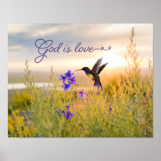 Hummingbird Blume Bibel Verse Gott ist Liebe Poste Poster