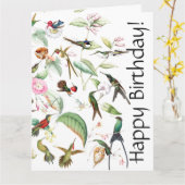 Hummingbird Blume Floral B'day Grußkarte Karte (Gelbe Blume)