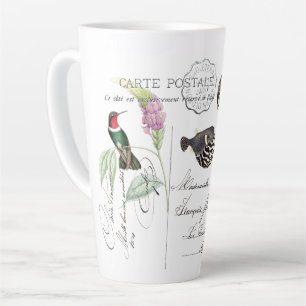 Hummingbird Blume Französisch Ephemera Latte Tasse