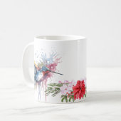 Hummingbird & Blume Kaffee Tasse | Aquarellfarbene (Vorderseite Links)