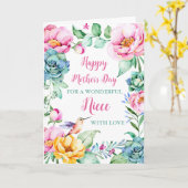 Hummingbird Blume Niece Happy Mother Day Card Karte (Gelbe Blume)