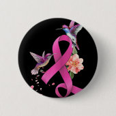 Hummingbird Blume Pink Ribbon Brustkrebs Aware Button (Vorderseite)