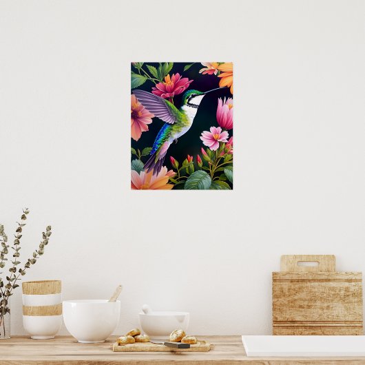 Hummingbird Blume Poster (Küche)