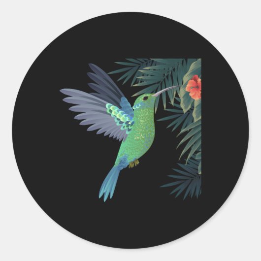 Hummingbird Blume Tree Bird Runder Aufkleber (Vorderseite)
