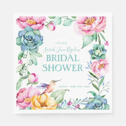 Hummingbird Boho Brautparty Serviette (Vorderseite)