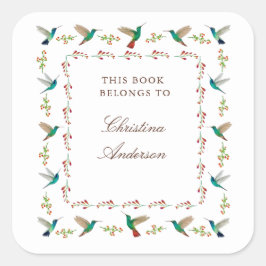 Hummingbird Bookplate Quadratischer Aufkleber