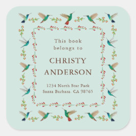 Hummingbird Bookplate Quadratischer Aufkleber