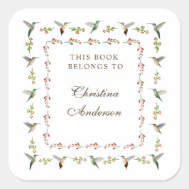  Hummingbird Bookplate Quadratischer Aufkleber
