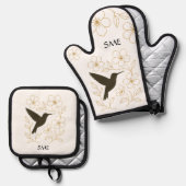 Hummingbird Botanical Personalized Kitchen Ofenhandschuh & Topflappen-Set (Vorderseite/Rückseite)