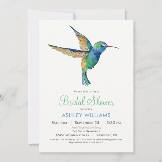 Hummingbird Bridal Dusche Einladung (Vorderseite)