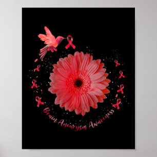 Hummingbird Burgundy Sonnenblume Hirnaneurysm Awar Poster