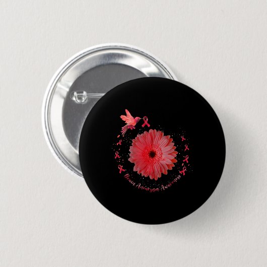 Hummingbird Burgundy Sunflower Brain Aneurysm Awar Button (Vorne & Hinten)