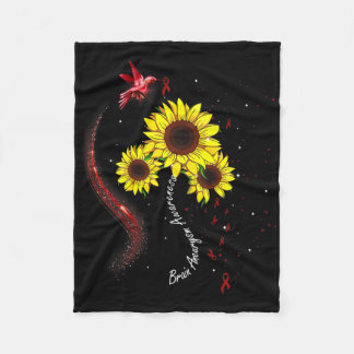 Hummingbird Burgundy Sunflower Brain Aneurysm Awar Fleecedecke