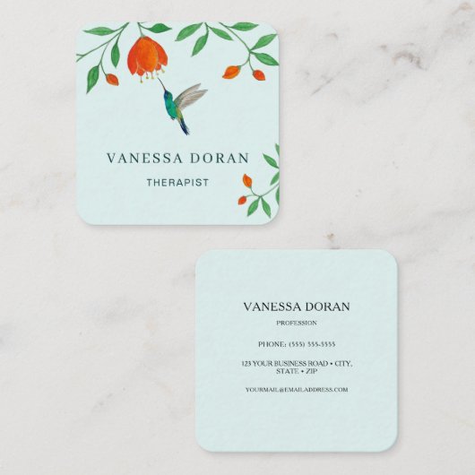 Hummingbird Business Card Quadratische Visitenkarte (Vorne/Hinten)