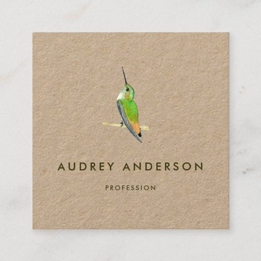 Hummingbird Business Card Quadratische Visitenkarte (Vorderseite)