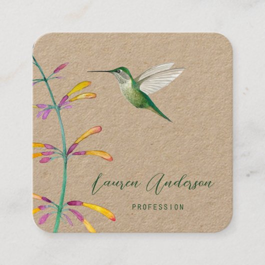 Hummingbird Business Card Quadratische Visitenkarte (Vorderseite)