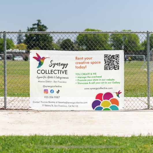 Hummingbird Business Logo QR Code Rent Space Banner (InSitu)