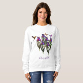 Hummingbird Butterfets Iris Blume Personalisiert Sweatshirt (Vorne ganz)