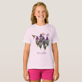 Hummingbird Butterfets Iris Blume Personalisiert T-Shirt (Vorne ganz)