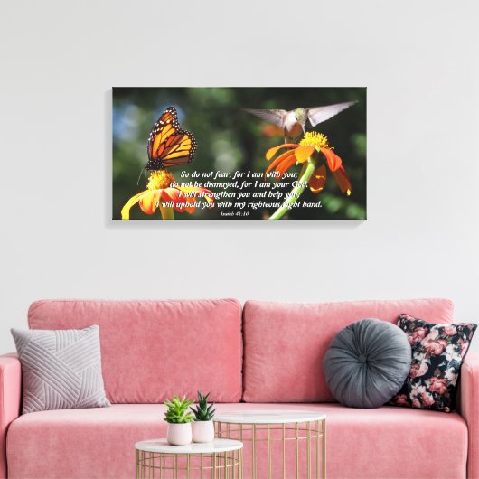 Hummingbird Butterfly Blume überpackt Canvas Print Leinwanddruck (Insitu (Wohnzimmer))