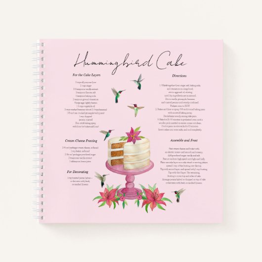 Hummingbird Cake Recipe Notebook Notizblock (Vorderseite)