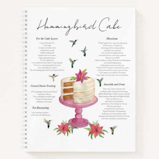 Hummingbird Cake Recipe Notebook Notizblock (Vorderseite)
