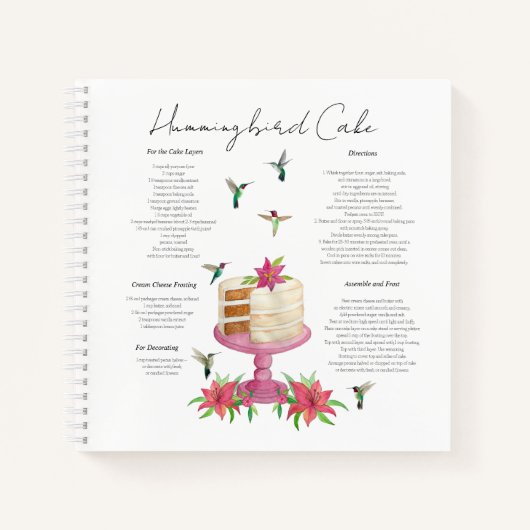 Hummingbird Cake Recipe Notebook Notizblock (Vorderseite)