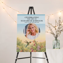 Hummingbird Celebration of Life Photo Welcome Sign