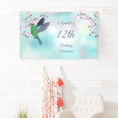 Hummingbird Cherry Blossom Girl's Birthday Banner (Insitu)